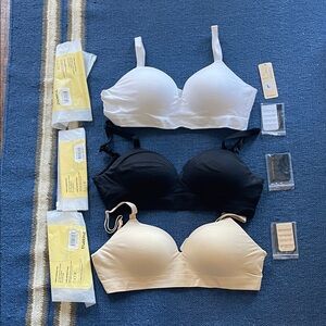 Shapermint Black, White, and Cream Bra Set